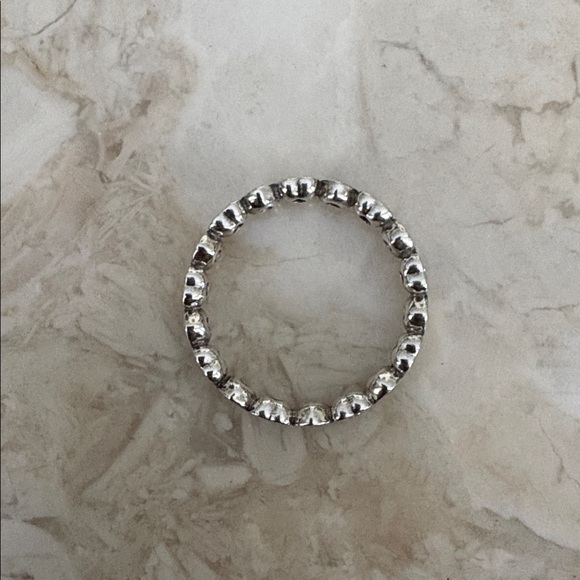 Pandora ALE 925 Sterling Silver Forever More Clear CZ Hearts Stacking Band Ring - Picture 3 of 7